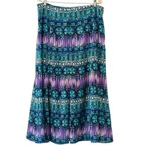 DressBarn Purple Teal Long Maxi Skirt Zipper Back Lined Size 14